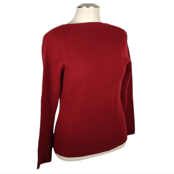 NWT! Cashmere VTG TSE V-Back Boatneck Knit Sweater "Bordeaux" Colorway Large - Picture 5 of 9